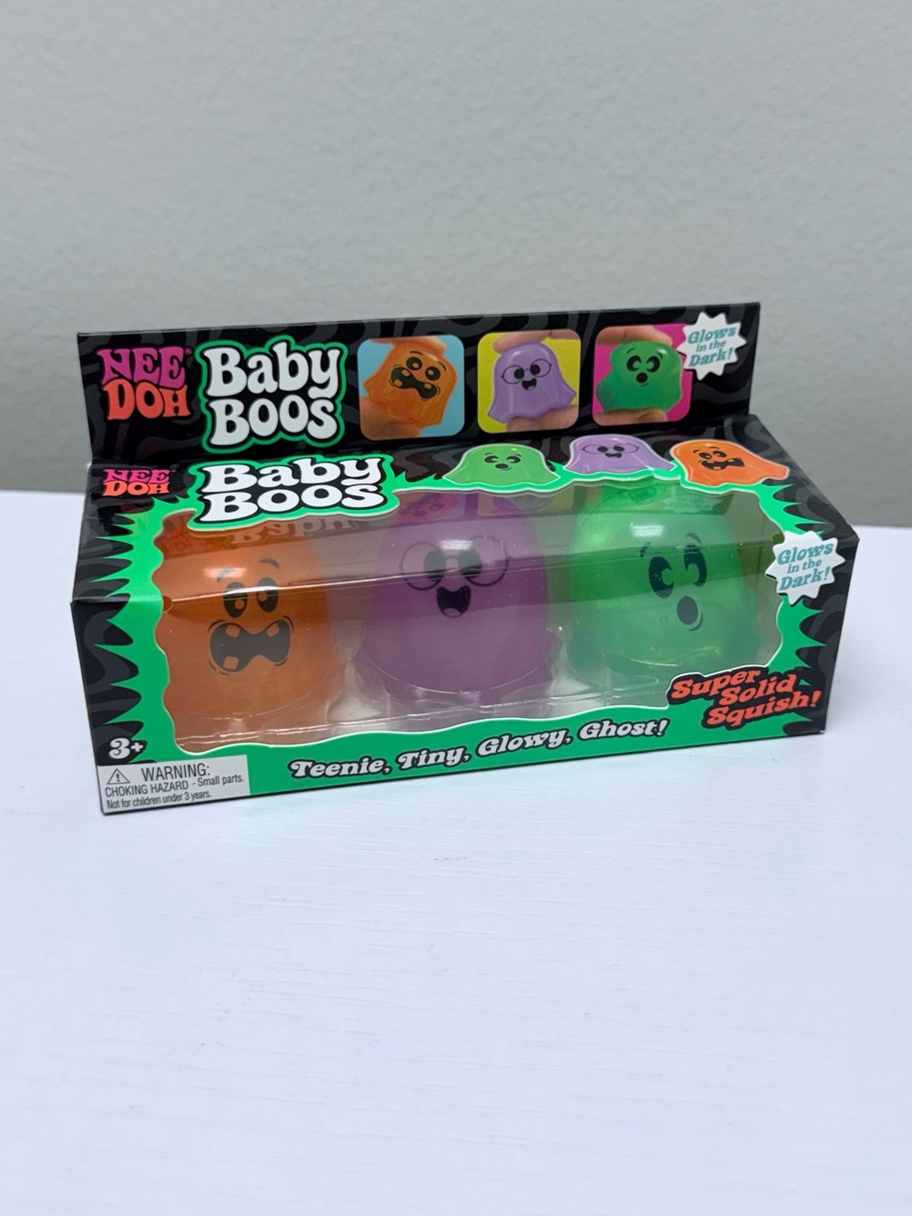 NEEDOH Baby Boos Glow in the Dark Ghost Squish Trio - Orange, Purple, Green